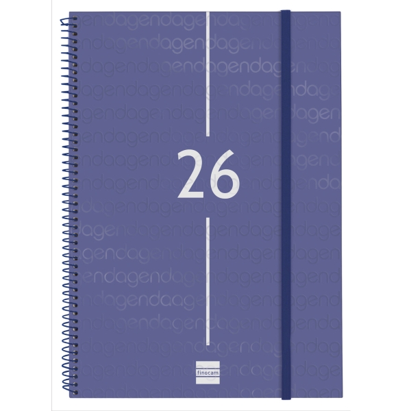 Finocam Year Agenda de Espiral - Anual 2026 - Tapa Ligera - Formato E40 - 217x14x297mm - Semana Vista en Vertical - Color Azul