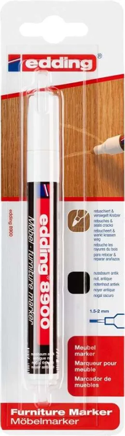 Edding 8900 Rotulador Permanente para Muebles - Punta Redonda 1.5-2mm - Resistente a la Luz - Secado Rapido - Color Nogal Oscuro