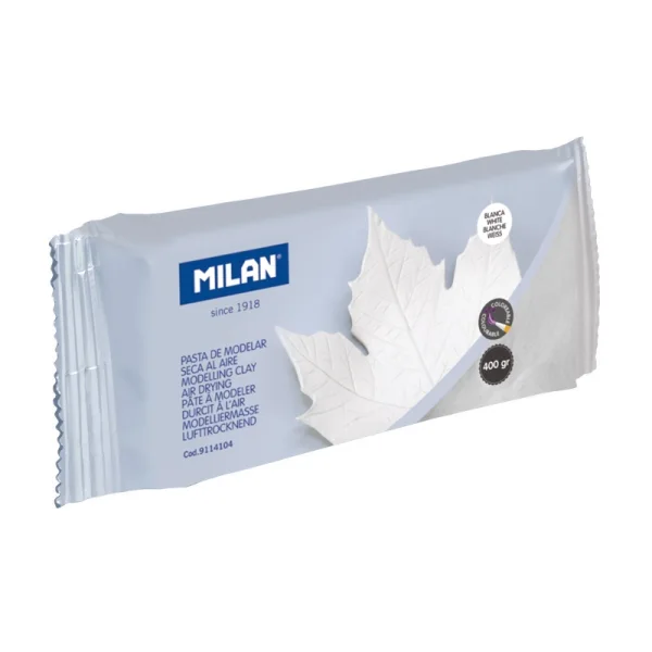 Milan Pasta para Modelar - Seca al Aire - 400g - Facil de Moldear - Color Blanco