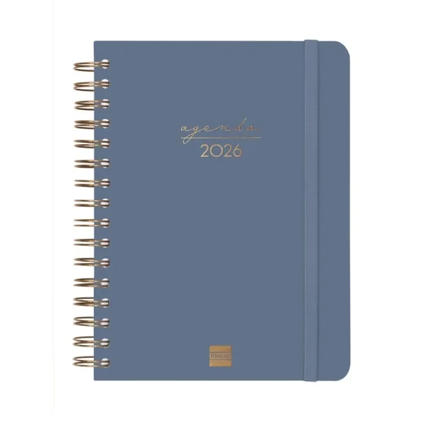 Finocam Alma Agenda en Catalan - Anual 2026 - con Espiral - Formato E10 - 180x30x220mm - 1 Dia por Pagina - Color Azul
