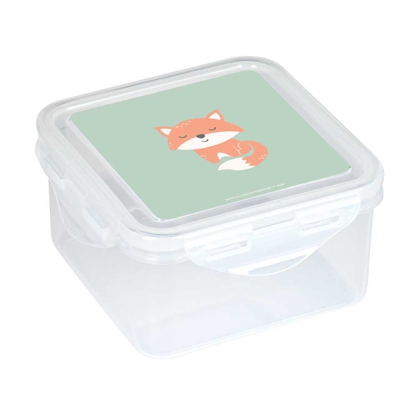 Safta Zorrito Fiambrera de 1.27L - PVC sin BPA - Cierre Hermetico a Presion - 130x130x75mm - Color Transparente