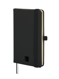Finocam Nexo Cuaderno de Tapa Dura - 72 Hojas - 90x150mm - Papel Crema de 80g/m2 - Bolsillo Interior - Cierre con Goma - Portaboligrafo - Hojas Microperforadas - Color Negro