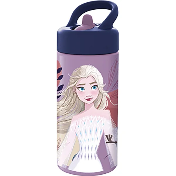 Safta Frozen Believe Botella de 410ml - PVC sin BPA - Tapon Antigoteo con Pajita - Color Morado