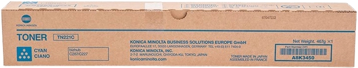 Konica Minolta TN221 Cyan Cartucho de Toner Original - TN221C/A8K3450
