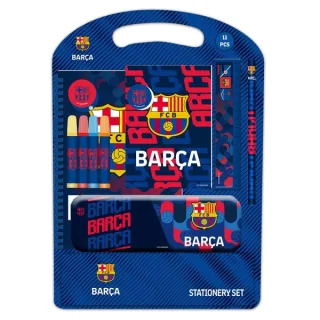 Safta F.C.Barcelona Pack Escolar de 11 Piezas - Plumier Metalico - Presentado en Blister de Carton y PVC Transparente - 27x37.5x3cm - Color Rojo y Azul