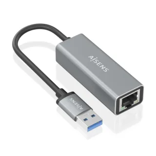 Aisens Conversor USB 3.0 a Ethernet Gigabit 10/100/1000 MBPS - 15cm - Color Gris