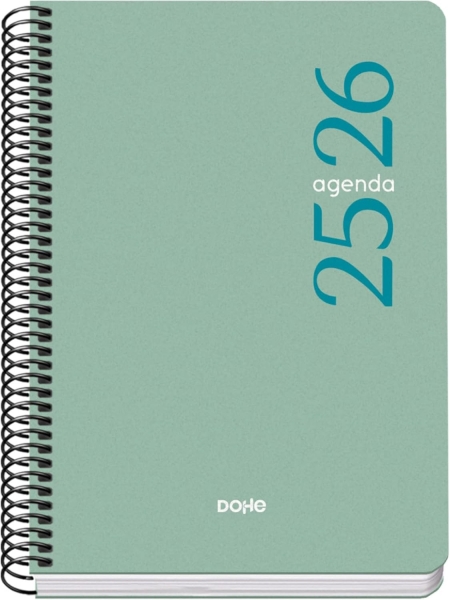 Dohe Esencial Agenda Escolar 25/26 Espiral A5 - Dia Pagina - Papel 70g/m2 - Cubierta en Polipropileno - Color Verde