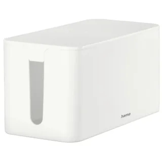 Hama Mini Caja para Regletas y Cables - Facil Organizacion y Limpieza - Proteccion Infantil y de Mascotas - Diametro Maximo del Cable 20mm - 23.5x11.5x12cm - Color Blanco