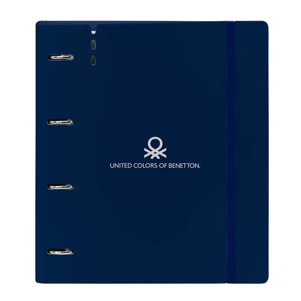 Safta Benetton Damero Carpeta con 4 Anillas 35mm - Tapas de PP Foam - Recambio 100 Hojas - Cuadriculas 5x5mm - 90g/m2 - Separadores - Solapa Interior - 270x40x320mm - Color Azul Marino