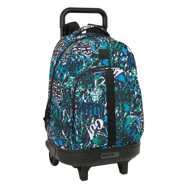 Safta Graffiti Go Mochila con Carro - Extraible - Bolsillo Frontal - Portabotellas - Tirador Doble - Hombreras Acolchadas - Tarjeta ID - Bandeja PVC - 33L - 330x220x450mm - Color Azul Oscuro