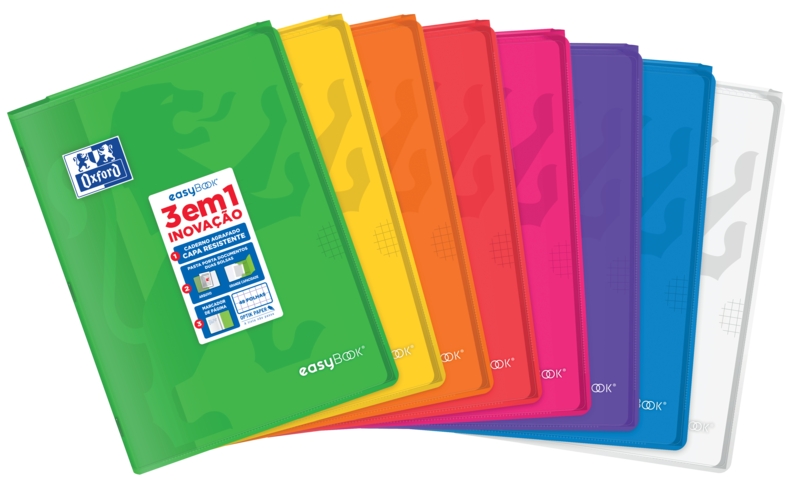 Oxford Easybook A4 Libreta Grapada - Tapa de Plastico Resistente - Cuadricula 5x5 con 2 Margenes - 48 Hojas de Papel de Alta Calidad - Colores Surtidos · Pack de 10 uds.