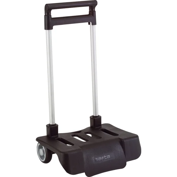 Safta Carro Portamochilas - Sistema Plegable - Ruedas Silenciosas - Sistema Antivuelco - Medidas Abiertas - Peso Ligero - Sistema Universal - 32x16x44cm - Color Negro