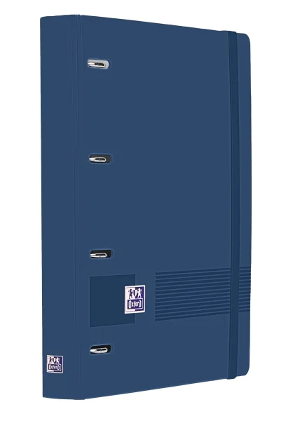 Oxford Europeanbinder Live & Go A4+ Carpeta Tamaño A4+ con Recambio de 100 Hojas Cuadricula 5x5mm - Tapa de Plastico Polyfoam - Cierre con Goma - Color Azul Marino