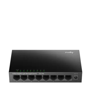 Cudy Switch Gigabit de 8 Puertos - Facil Administracion - Velocidad hasta 1000Mbps - Plug and Play - Carcasa de Metal - Ahorro de Energia - Color Negro