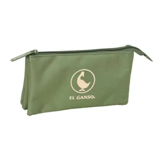 Safta el Ganso Basics Portatodo - 3 Compartimentos con Cremallera - Bolsillo Interior Central - 22x12x3cm - Color Verde
