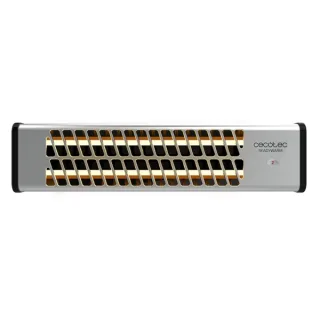 Cecotec Ready Warm 7000 Quartz Bath Estufa de Pared - 1200W - Cobertura hasta 12m2 - 2 Niveles de Potencia - Cuarzo - IP24 - Control por Interruptor - Kit de Instalacion - 54x13x12cm - Acero