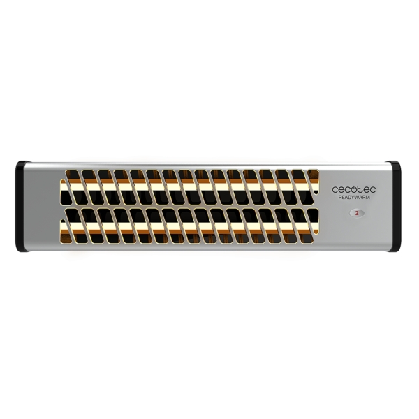 Cecotec Ready Warm 7000 Quartz Bath Estufa de Pared - 1200W - Cobertura hasta 12m2 - 2 Niveles de Potencia - Cuarzo - IP24 - Control por Interruptor - Kit de Instalacion - 54x13x12cm - Acero