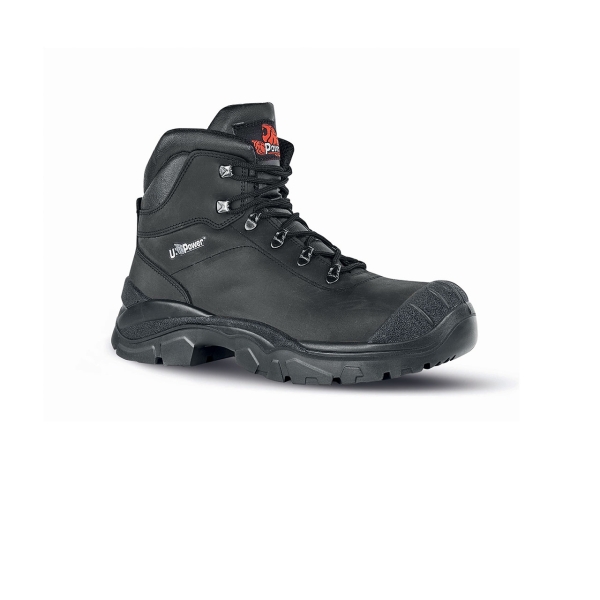Upower Terranova UK S Calzado de Seguridad Botines - Talla 38 - Empeine en Piel Pull-Up Hidrofugo, Puntal AirToe Composite, Antiperforacion, Antideslizante, Proteccion S3S FO SR - Color Negr