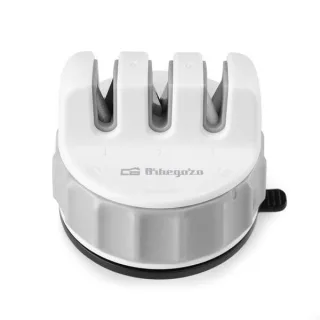 Orbegozo Afilador de Cuchillos CU 2500 Orbegozo - Practico y Eficiente - 3 Etapas de Afilado - Diamante - Carburo de Tungsteno y Ceramica - Facil de Usar - Base con Ventosa - Compacto y Segu
