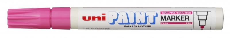 Uni-ball PX-20 Paint Marker - Marcador de Pintura - Punta Acrilica de Bala 2.2-2.8mm - Permanente en Todas las Superficies - Resistente a Luz y Agua - Cuerpo de Aluminio - Color Rosa · Pack