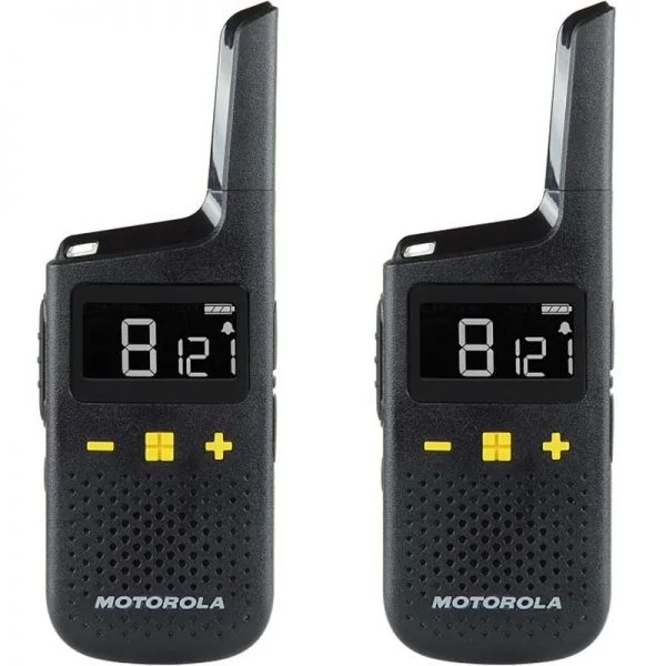 Motorola XT185 Pack 2 Walkie Talkies - 16 Canales PMR446 + 121 Codigos - Alcance de hasta 8km - Autonomia hasta 24h