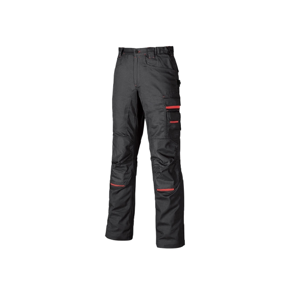 Upower Nimble Pantalon de Trabajo en Sarga de Polialgodon - Talla 44 - Multiples Bolsillos, Refuerzos en Rodilleras, Cintura Elastica, Proteccion DPI1, Cierre Cremallera y Boton Resistente -