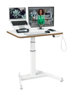 Leitz Ergo Escritorio Compacto Electrico - Regulacion Elecctrica de la Altura de 65 a 130cm - Escritorio de 80x60x2,5cm - Peso Maximo Soportado 80kg - Puertos USB-C y USB A - Pantalla para V