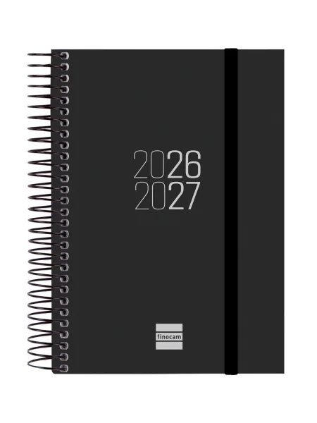 Finocam Espir Agenda Escolar 26/27 en Catalan - 1 Dia por Pagina - Formato E8 - 120x171mm - Tapas de Polipropileno - Papel de 70g/m2 - Espiral Metalica - Esquinas Microperforadas - Color Negro