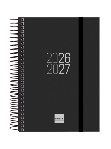 Finocam Espir Agenda Escolar 26/27 en Catalan - 1 Dia por Pagina - Formato E8 - 120x171mm - Tapas de Polipropileno - Papel de 70g/m2 - Espiral Metalica - Esquinas Microperforadas - Color Negro