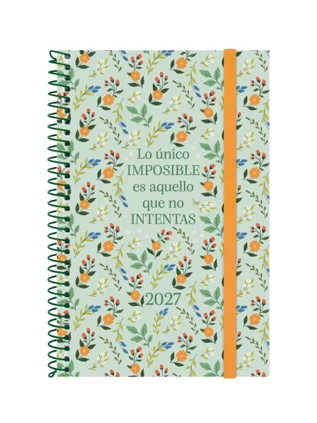 Finocam Trendy Design Collection Imposible Agenda - Anual 2027 - Semana Vista Horizontal - Formato E5 - 117x181mm - Espiral - Tapa de Polipropileno - Esquinas Microperforadas - Papel de 80g/m2 - Multicolor