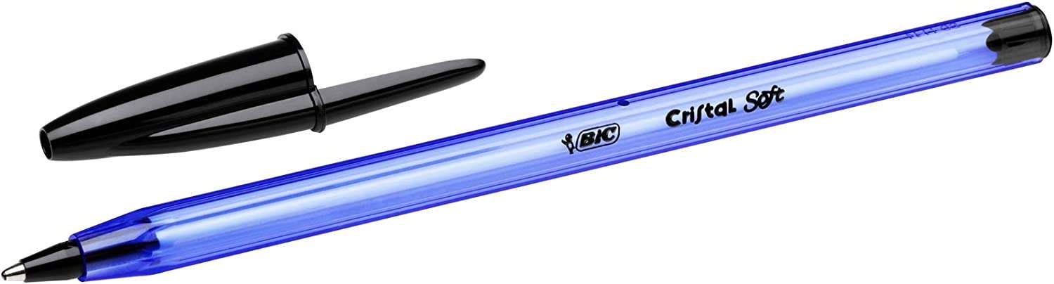 Bic Cristal Soft Boligrafos de Bola - Punta Media de 1.2mm - Trazo 0.45mm - Escritura mas Fluida - Color Negro · Pack de 50 uds.