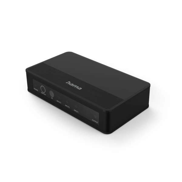 Hama Essential Conmutador HDMI 4K - Mando a Distancia - 3 Entradas - 1 Salida - 13x1.5x5.5cm - Color Negro