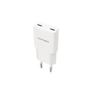 Nanocable Cargador de Pared 2xUSB-C/PD 25W - Color Blanco