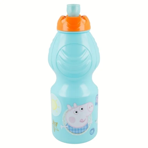 Safta Peppa Pig Botella de 400ml - Tapon Antigoteo - Banda Antideslizamiento - Color Azul