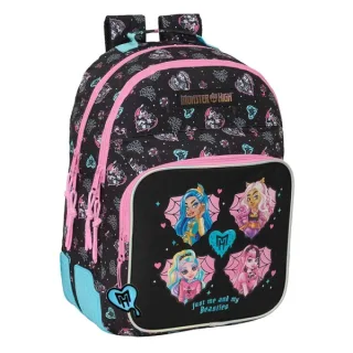Safta Monster High Mochila con 2 Compartimentos - Antirozaduras - Adaptable a Carro - Bolsillo Frontal - Portabotellas - Tirador Doble - Hombreras Ergonomicas - 20L - 320x150x420mm - Color N