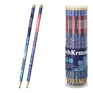 ErichKrause Windows Lapiz de Grafito con Goma de Borrar - Mina HB - Cuerpo Triangular - Plastico - Colores Surtidos · Pack de 42 uds.