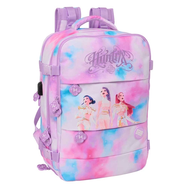 Safta K-Pop Demon Hunters Artist Mochila de Cabina - Bolsillo para Portatil hasta 15.6" - Portabotellas - USB - Zapatillero - Transpirable - Acolchada - 29x44x19cm - Multicolor