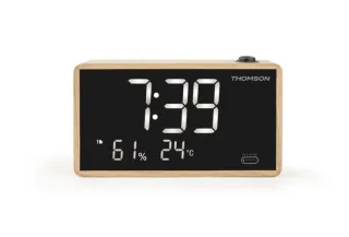 Thomson Radio Reloj Despertador con Proyeccion - Doble Alarma - Angulo Proyeccion Ajustable - Atenuador de Luz - Color Negro