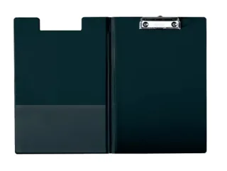Esselte Carpeta con Pinza y Tapa de Carton Forrado con PP - Tamaño A4 - Resistente Pinza de Metal - Funda Interior Adicional - Gancho para Colgar - Ranura para Boligrafo - Color Negro