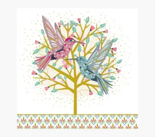 Pictura Tarjeta Arabesque - 16x16cm - Tematica Colibri - Triptica sin Envoltorio - Incluye Sobre Blanco - Papel con Certificacion FSC