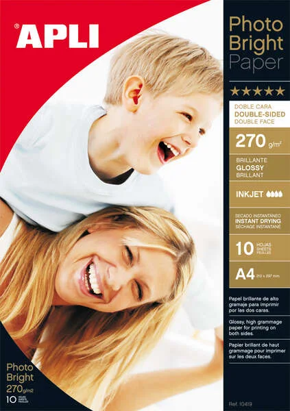 Apli Papel Fotografico Photobright Doble Cara A4 270g 10 Hojas