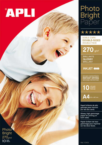 Apli Papel Fotografico Photobright Doble Cara A4 270g 10 Hojas