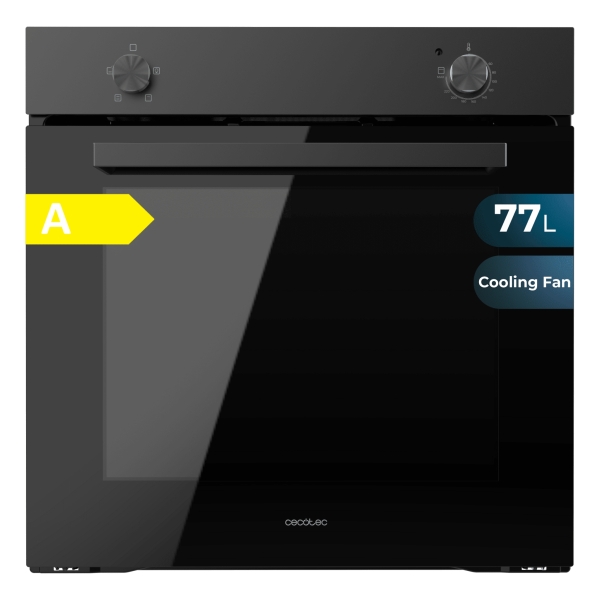 Cecotec Bolero Hexa C126000 Dark Inox A Horno Convencional Integrable - Potencia 2800W - Capacidad 77L - Temperatura Regulable - Puerta Triple de Cristal - 4 Funciones - Color Negro