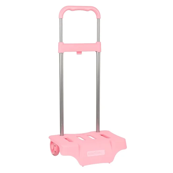 Safta Carro Portamochilas - Ruedas Antivibracion - Sujecion Universal - 300x230x850mm - Color Rosa