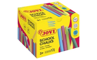Jovi Classcolor Caja de 100 Tizas Antipolvo - Especiales para Dibujar en El Suelo - Ideales para Juegos y Murales en Asfalto - Facil Eliminacion con Agua - Poco Resto de Polvo - Color Surtid