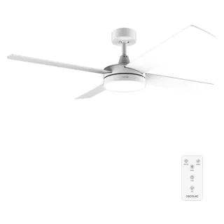 Cecotec EnergySilence Aero 5200 White Line Ventilador de Techo con 4 Aspas y Luz LED Integrada - 65W - Diametro de 52" - Mando a Distancia - Temporizador - 3 Velocidades - Modo Invierno - Co