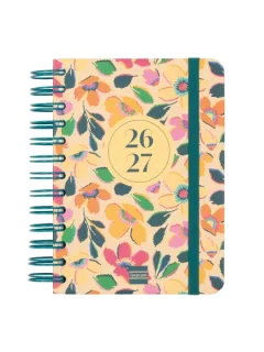 Finocam Cosmo Cart Agenda Escolar 26/27 en Catalan - 1 Dia por Pagina - Formato 8º - 120x169mm - Tapas de Carton Forrado - Papel de 80g/m2 - Espiral - Esquinas Microperforadas - Multicolor