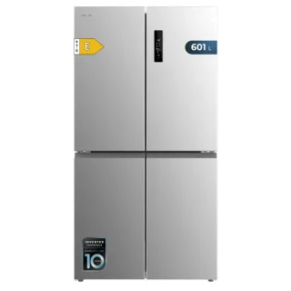 Cecotec Bolero CoolMarket 4D 601 Inox E Frigorifico Americano 4 Puertas - Capacidad 601L - Compresor Inverter - Acero Inoxidable - Pantalla en Puerta - Clase E - 90.5x73x177.5cm - Color Acer