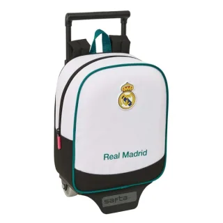 Safta Real Madrid Equipacion 26/27 Mochila con Carro - Extraible - 6L - Tarjeta de Identificacion Personal - Asa de Mano - 22x27x10cm - Color Blanco y Negro