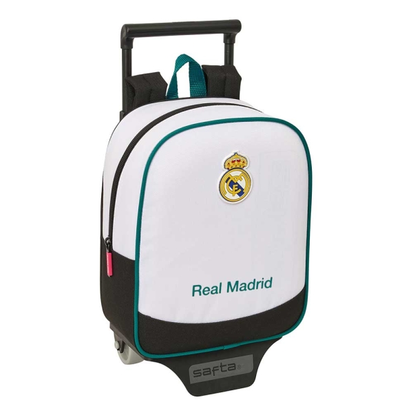 Safta Real Madrid Equipacion 26/27 Mochila con Carro - Extraible - 6L - Tarjeta de Identificacion Personal - Asa de Mano - 22x27x10cm - Color Blanco y Negro